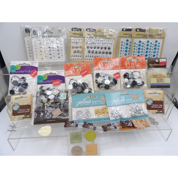 Mixed Lot Of Adhesive Gems & Buttons and Beads For Crafting & Scrapbooking - Picture 2 of 13